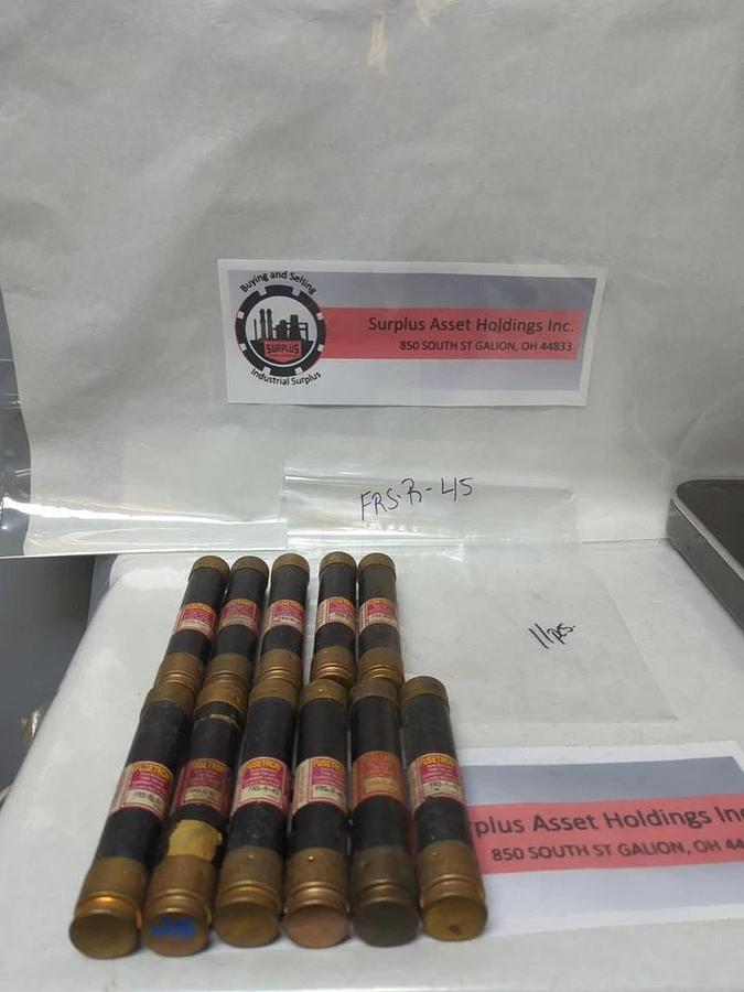 Used COOPER BUSSMANN,FRS-R-45,FUSETRON 45 AMP FUSE LOT OF 11 PRE-OWNED