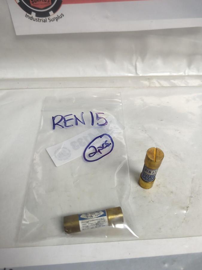 COOPER BUSSMANN,REN15,SUPER-LAG RENEWABLE 15 AMP FUSE LOT OF 2 PRE-OWNED