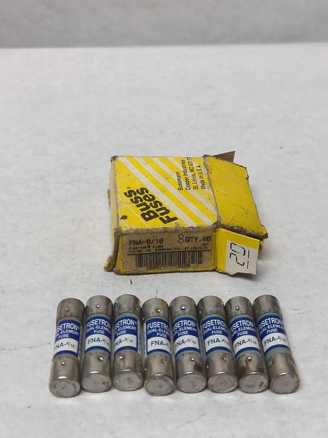 COOPER BUSSMANN,FNA-8/10,FUSETRON 8/10 AMP FUSES BOX OF 8 NOS