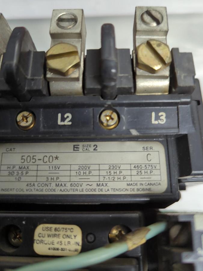 Used ALLEN BRADLEY,505-C0*,REVERSING STARTER SIZE 2 SERIES C PRE-OWNED