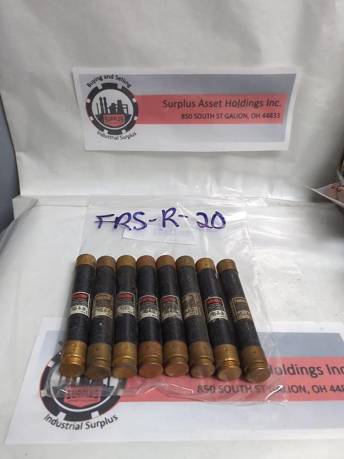 Used COOPER BUSSMANN,FRS-R-20,FUSETRON 20 AMP FUSE LOT OF 8 PRE-OWNED