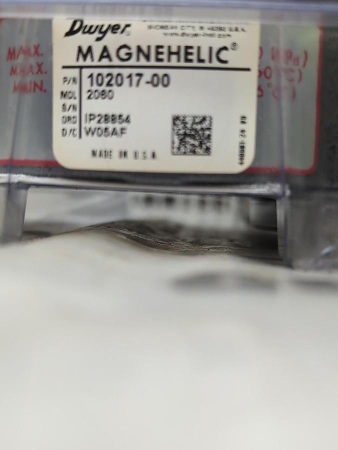 DWYER,2080 W05AF,MAGNETIC DIFFERENTIAL PRESSURE GAUGE 4 INCH NEW