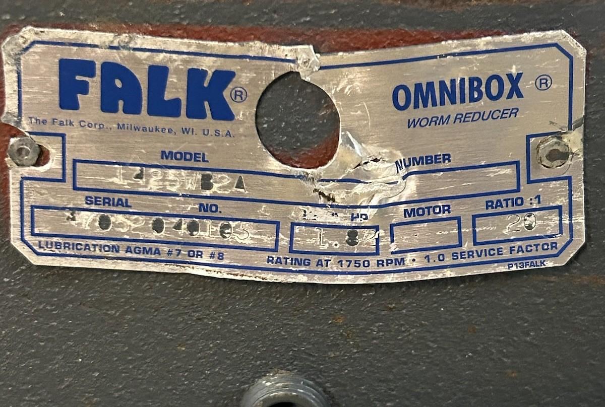 Used FALK,1425WB2A,RIGHT ANGLE WORM GEAR SPEED REDUCER 20:1 RATIO