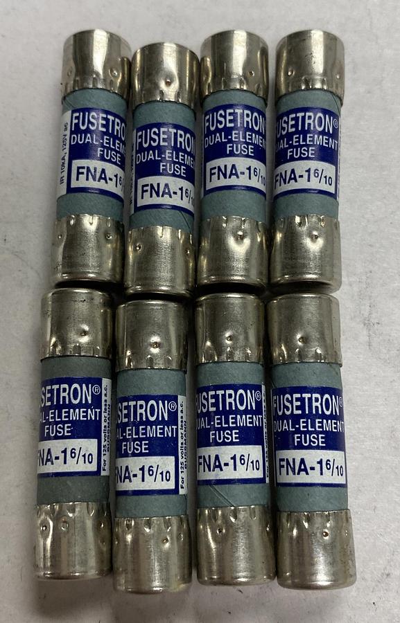 Cooper Bussmann,FNA-1-6/10,Fusetron 1-6/10 AMP Fuse Lot Of 8 NOS