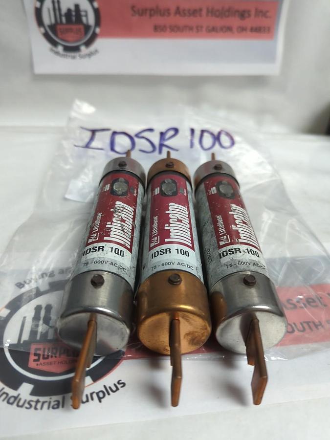 Used LITTELFUSE,IDSR100,INDICATOR FUSE 100 AMP LOT OF 3 PRE-OWNED