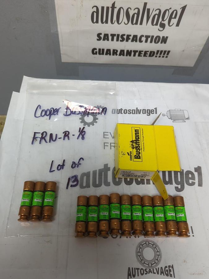 COOPER BUSSMANN,FRN-R-1/8,FUSETRON 1/8 AMP FUSES LOT OF 13 NEW