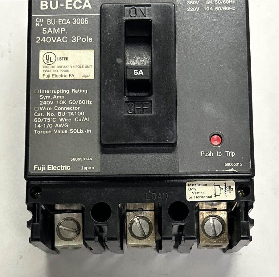 Used FUJI ELECTRIC,BU-ECA-3005,CIRCUIT BREAKER 5A 240V 3P