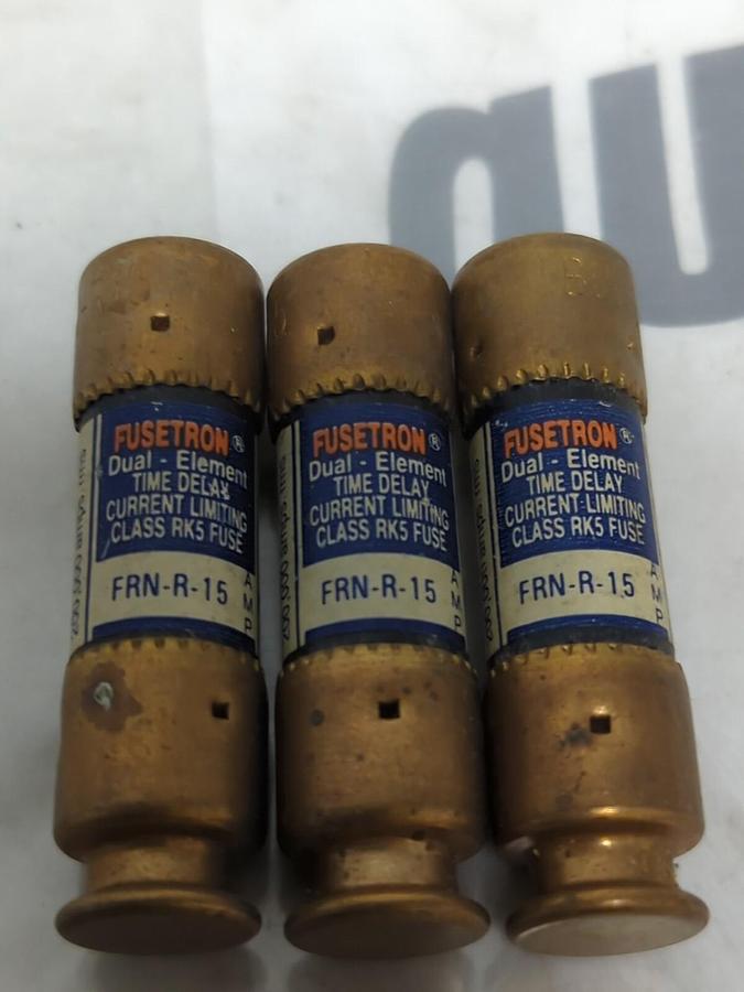 COOPER BUSSMANN,FRN-R-15,FUSETRON 15 AMP FUSE LOT OF 3 NOS