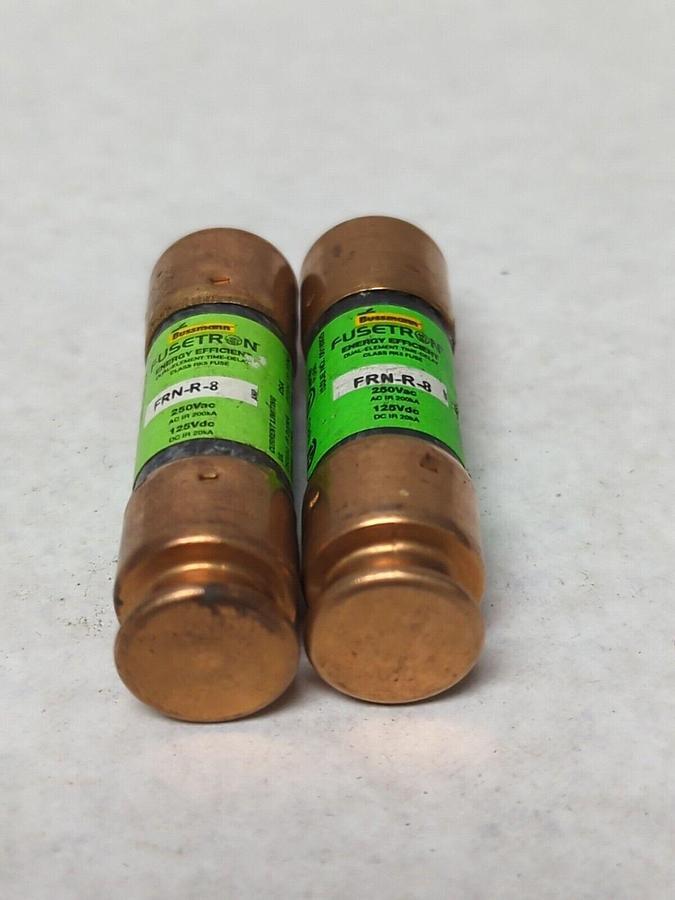Used COOPER BUSSMANN,FRN-R-8,FUSETRON 8 AMP FUSE LOT OF 2 PRE-OWNED