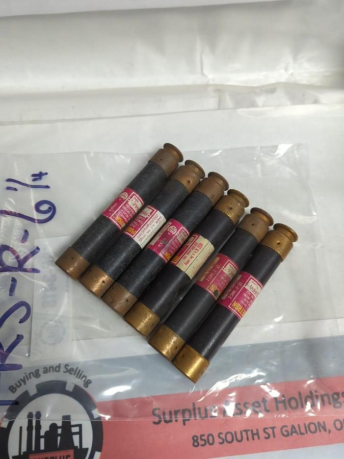 Used COOPER BUSSMANN,FRS-R-6-1/4,FUSETRON 6-1/4 AMP FUSE LOT OF 6 PRE-OWNED