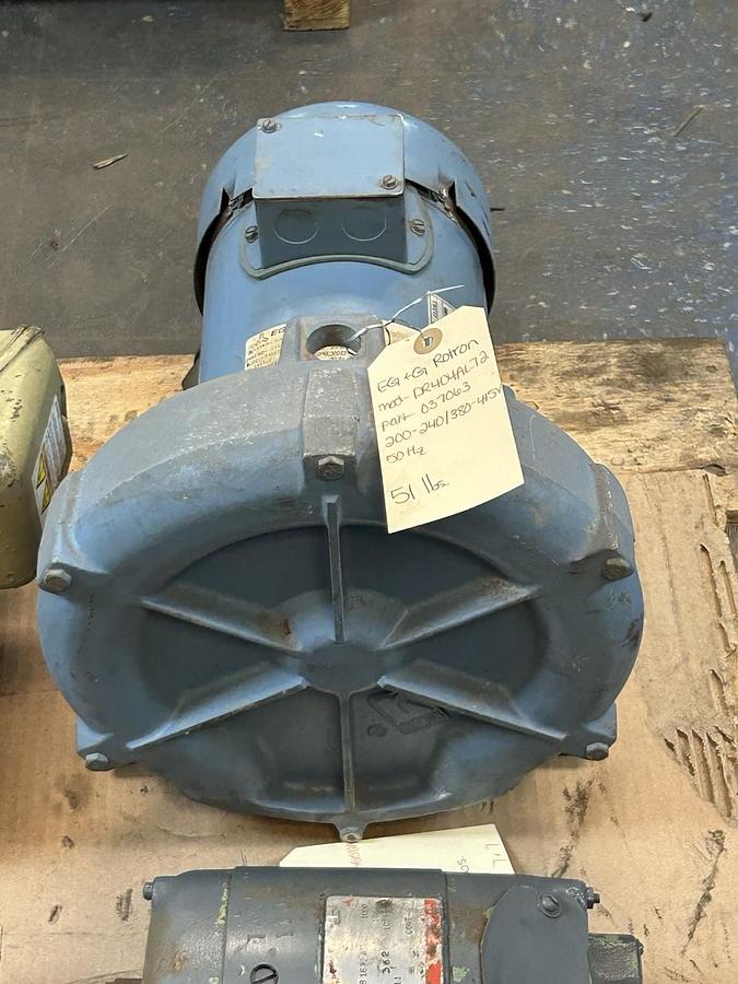 Used EG&G ROTRON,DR404AL72,BLOWER MOTOR 1HP 200-230/460V 3450RPM 143TCZ FRAME