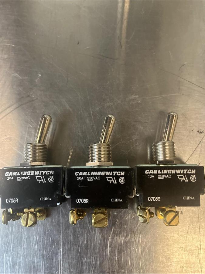 CARLING SWITCH,0705R,TOGGLE SWITCH 20A 250V LOT OF 3