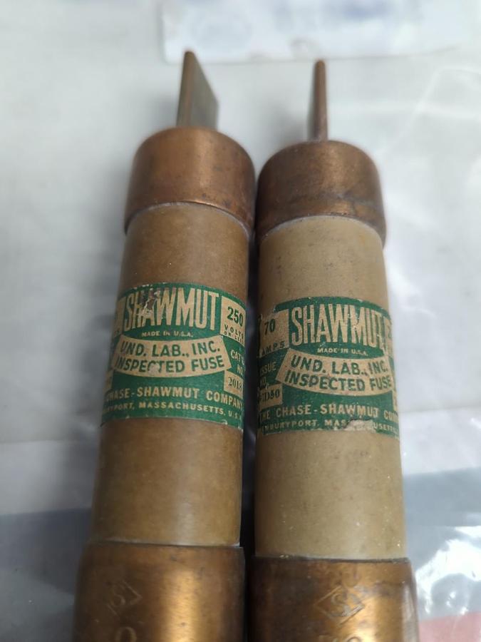 Used CHASE SHAWMUT,2018,FUSE 70 AMP LOT OF 2 PRE-OWNED