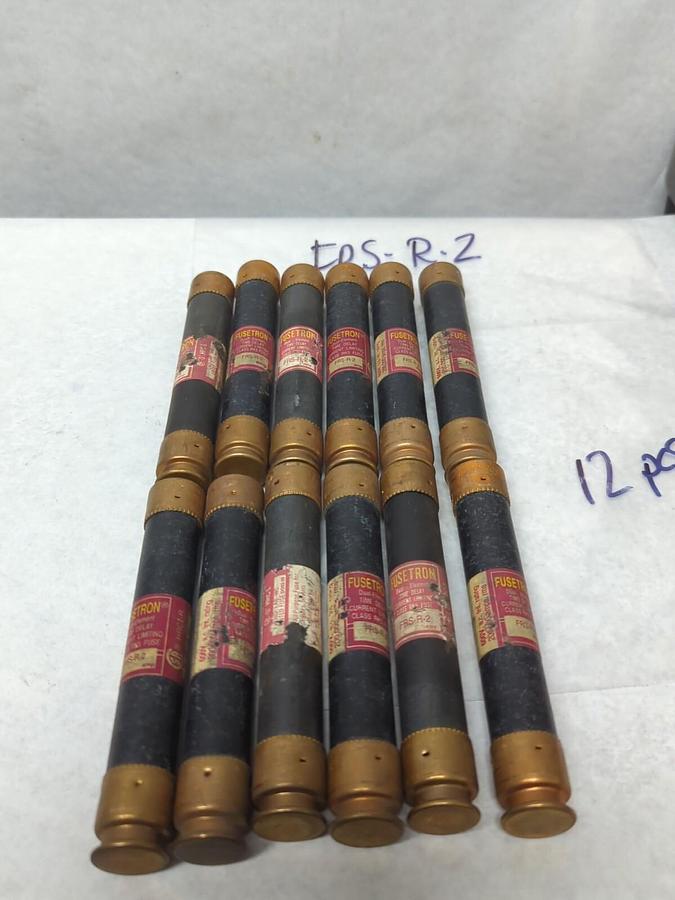 Used COOPER BUSSMANN,FRS-R-2,FUSETRON 2 AMP FUSE LOT OF 12 PRE-OWNED