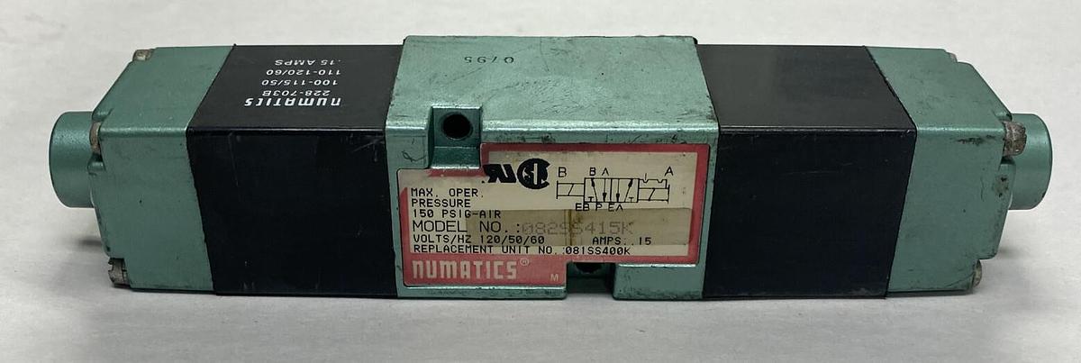 Used Numatics,081SS400K,Solenoid Valve 150 PSIG 120V 50-60 HZ