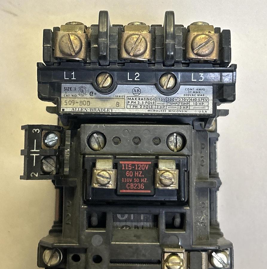 Used ALLEN BRADLEY,509-BOD,NON REVERSING STARTER SIZE 1 27AMP 600V