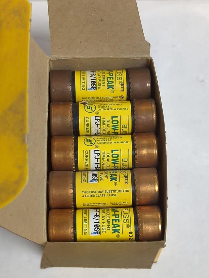COOPER BUSSMANN,LPJ-1-8/10SP,LOW PEAK 8/10 AMP FUSES BOX OF 10 NOS