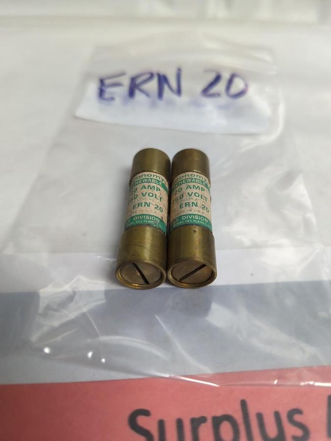 ECONOMY,ERN-20,RENEWABLE 20 AMP FUSE LOT OF 2 PRE-OWNED
