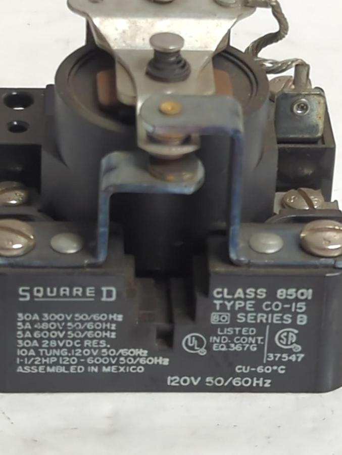 Used SQUARE D,8501-CO-15,SERIES B POWER RELAY 120V 50/60HZ PRE-OWNED