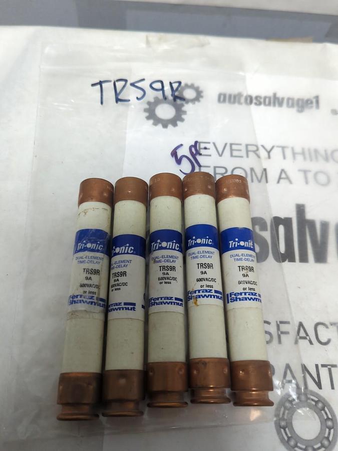 FERRAZ SHAWMUT,TRS9R,TRI-ONIC 9 AMP FUSE LOT OF 5 NOS