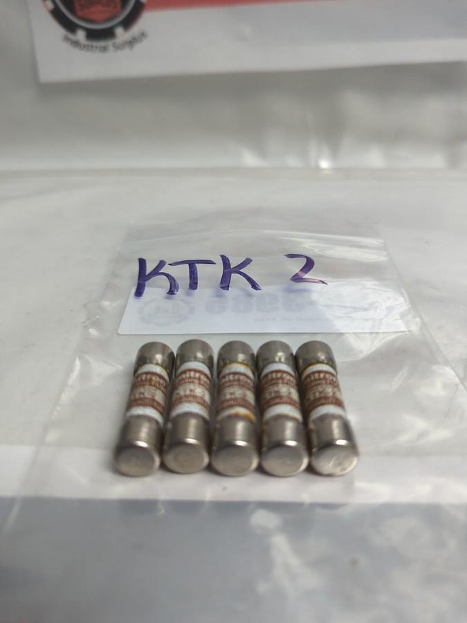 Used COOPER BUSSMANN,KTK-2,LIMITRON 2 AMP FUSE LOT OF 5 PRE-OWNED