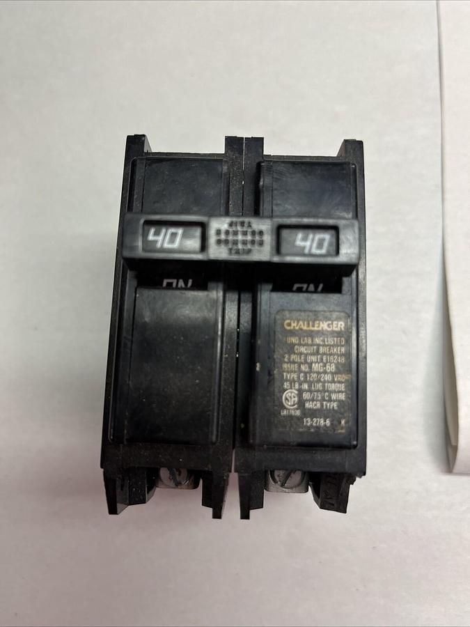 Used Challenger,E16248,MG-68 type C Circuit Breaker 40A 2 pole 120/240V