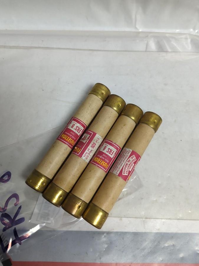 Used COOPER BUSSMANN,FRS-8,FUSETRON 8 AMP FUSE LOT OF 4 PRE-OWNED