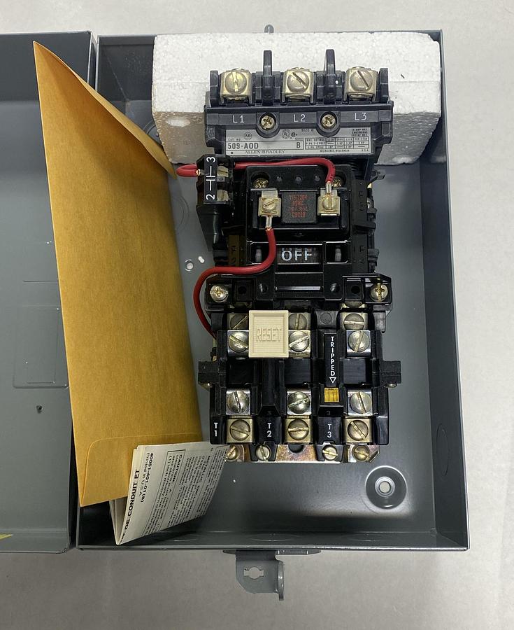 ALLEN BRADLEY,509-AAD,SER B SIZE 0 FULL VOLTAGE NON-REVERSING STARTER NEW NO BOX
