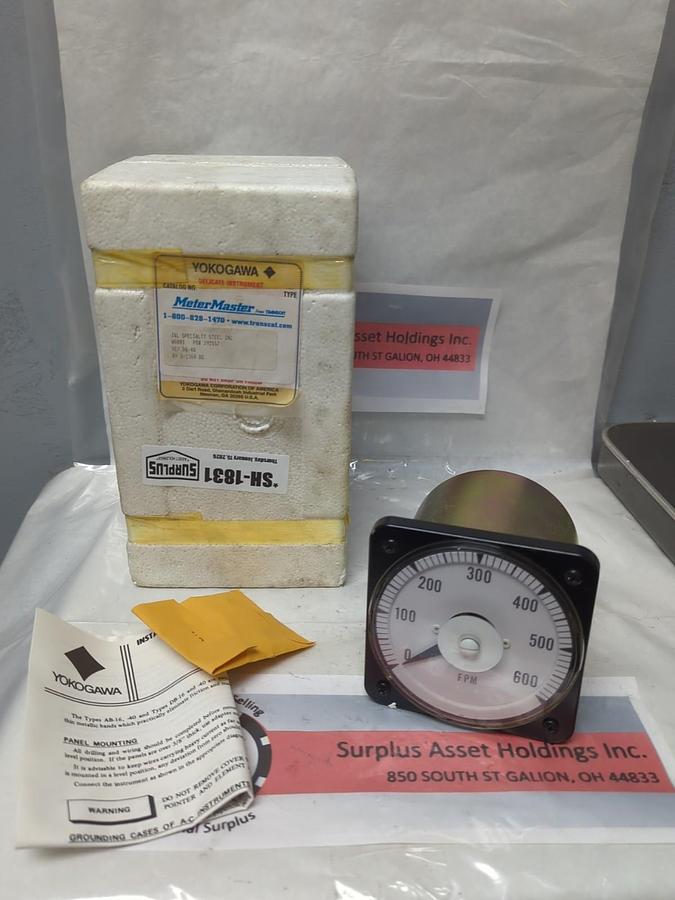 YOKOGAWA,DB-40,PANEL METER 0-600 FPM NOS