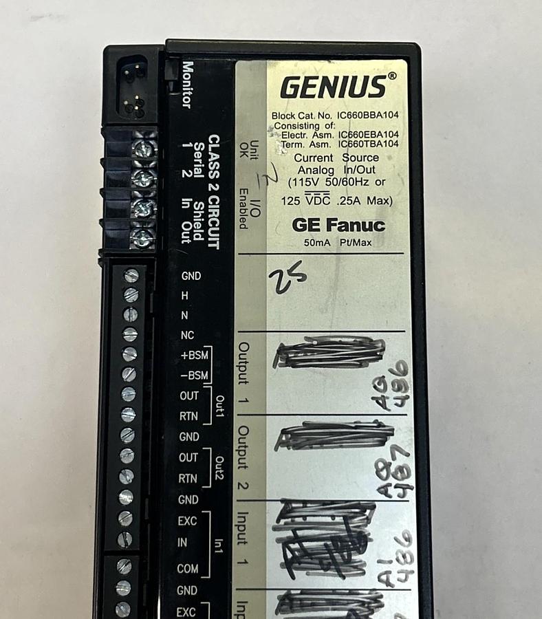 Used GE FANUC,IC660BBA104,GENIUS BLOCK CURRENT SOURCE ANALOG IN / OUT MODULE