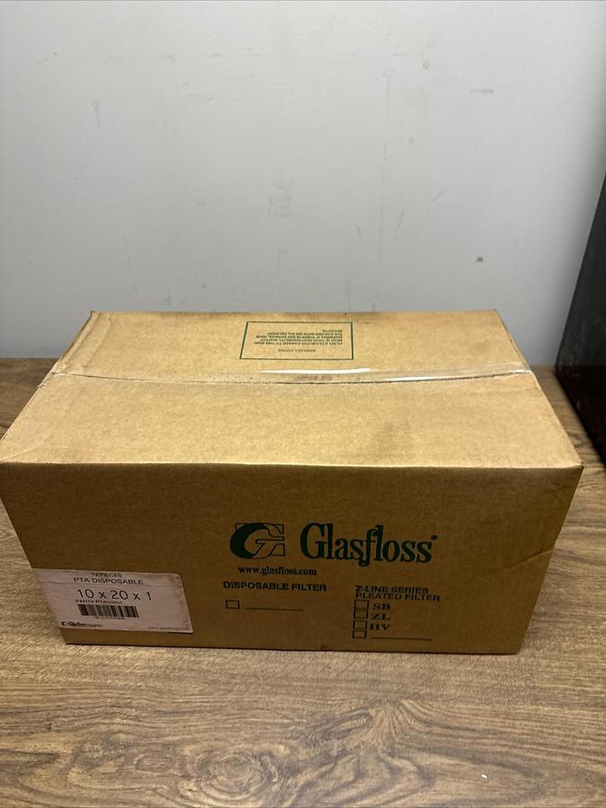 Used GlasFloss,PTA10201,Air Filter 10X20X1 Box of 12
