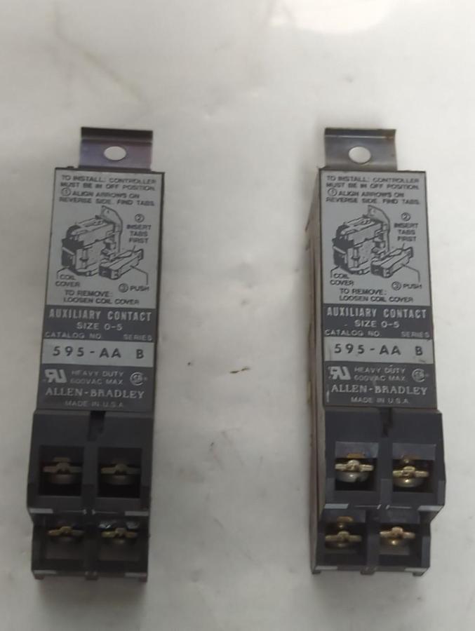 Used ALLEN BRADLEY,595-AA,AUXILIARY CONTACT SERIES B LOT OF 2 PRE-OWNED