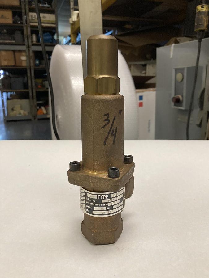 Used Cash Acme,Type K10,Relief Valve Range 15/75 Set 50 PSI 3/4 INCH