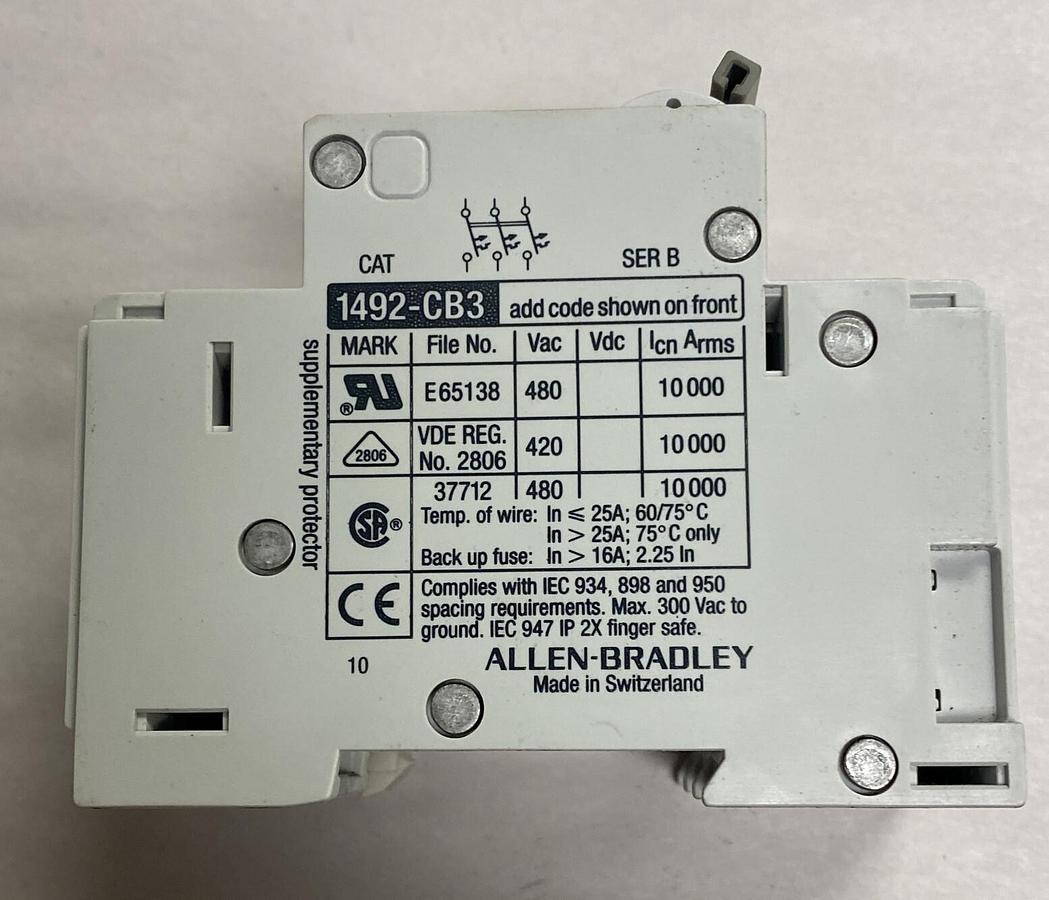 Allen-Bradley,1492-CB3G040,Ser B Circuit Breaker 4Amp 3 Pole NOS