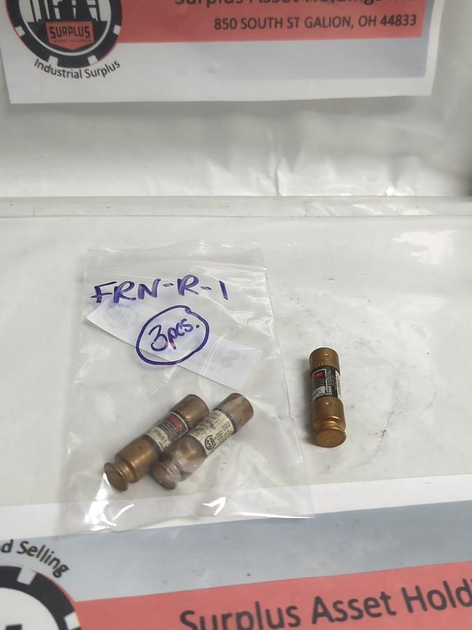 Used COOPER BUSSMANN,FRN-R-1,FUSETRON 1 AMP FUSE LOT OF 3 PRE-OWNED