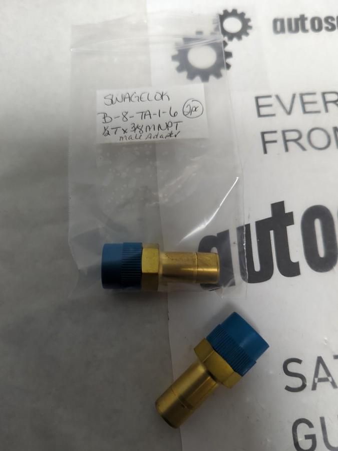 SWAGELOK,B-8-TA-1-6,1/2T X 3/8MNPT MALE ADAPTER LOT OF 2 NOS