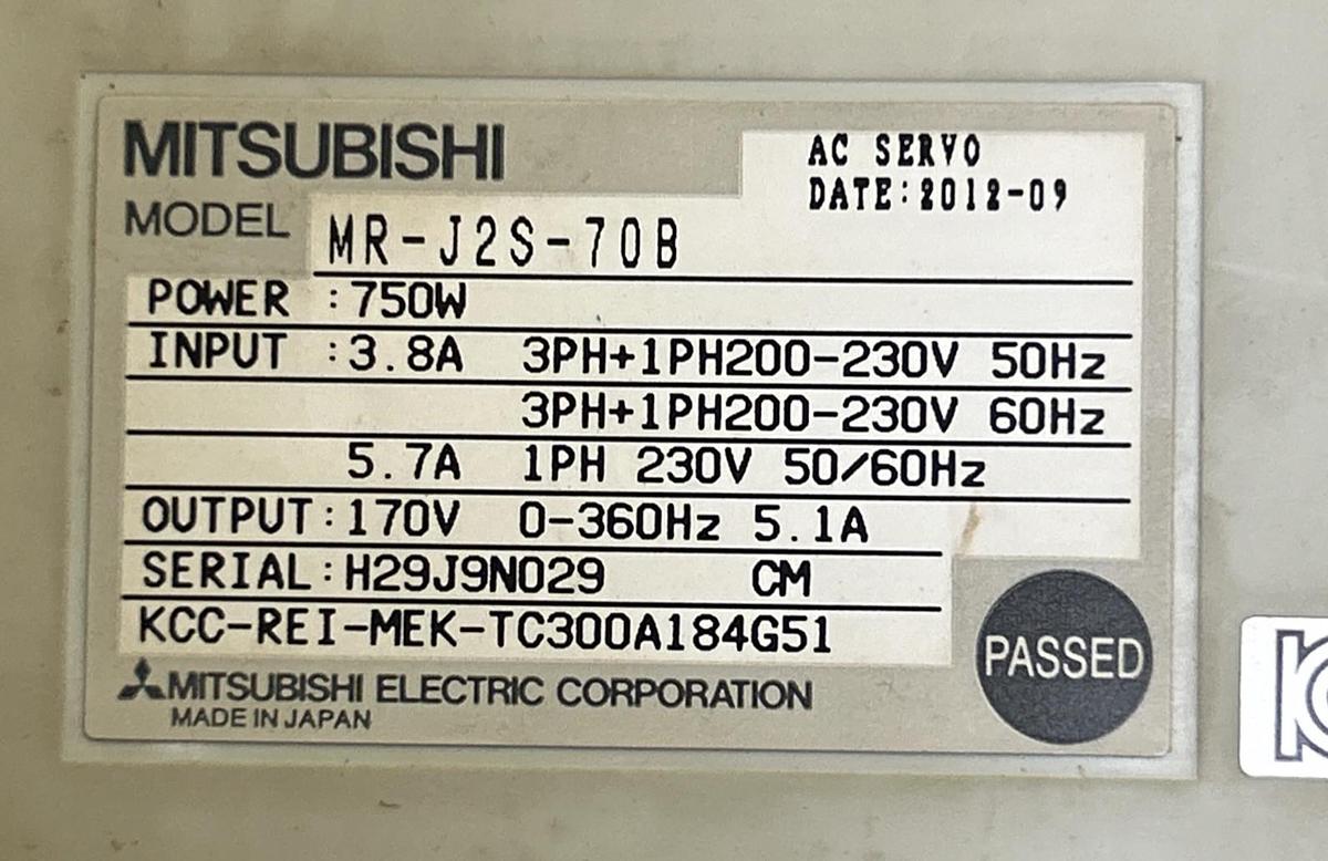 Used MITSUBISHI,MR-J2S-70B,SERVO AMPLIFIER