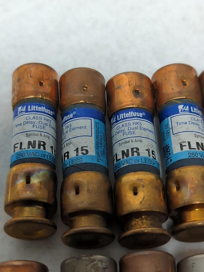 Used LITTELFUSE,FLNR 15,CLASS RK5 FUSE 15 AMP LOT OF 10 PRE-OWNED