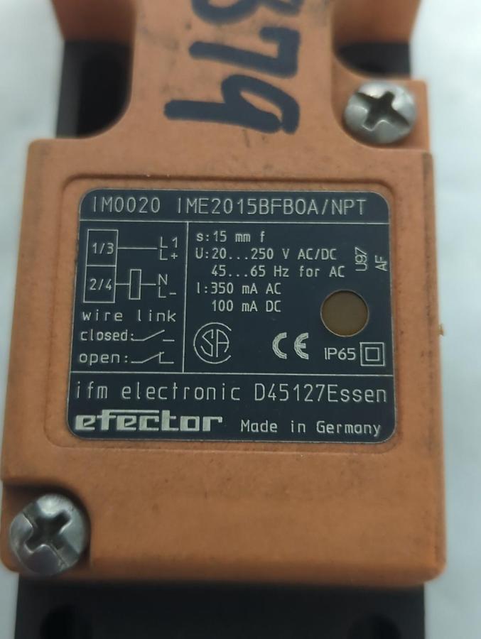 Used EFECTOR,IME2015BFBOA,INDUCTIVE PROXIMITY SENSOR PRE-OWNED