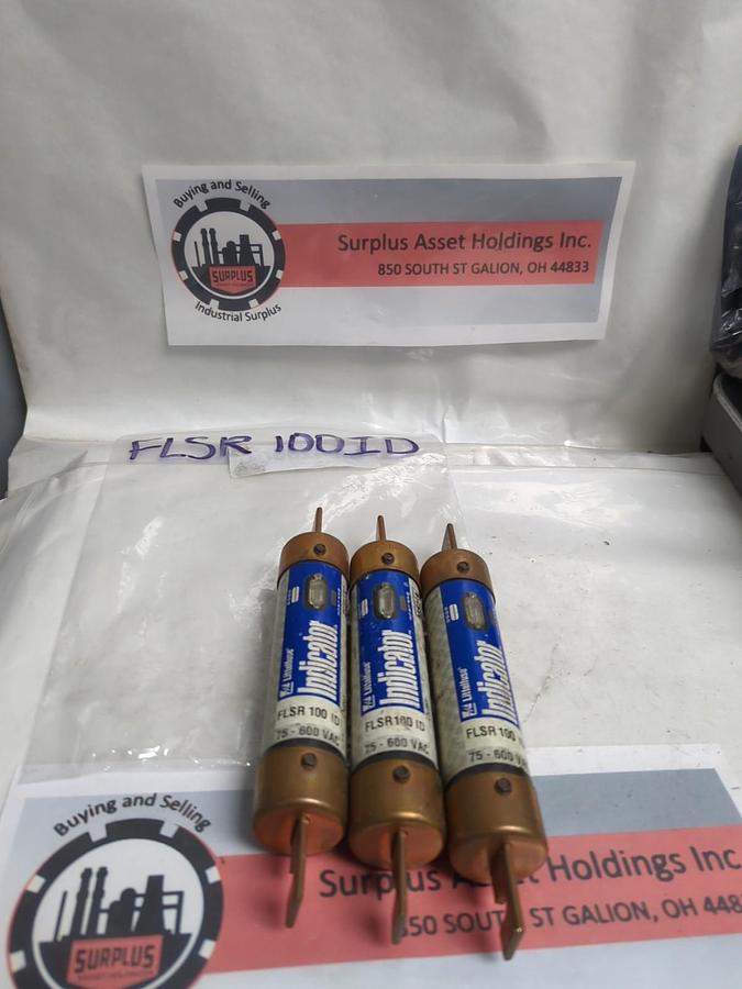 Used LITTELFUSE,FLSR100ID,INDICATOR 100 AMP FUSE LOT OF 3 PRE-OWNED