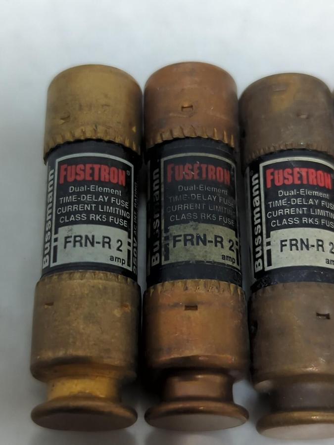 COOPER BUSSMANN,FRN-R-2,FUSETRON 2 AMP FUSE LOT OF 8 NOS