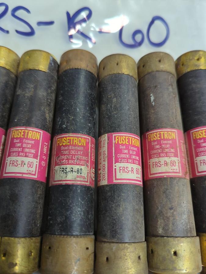 Used COOPER BUSSMANN,FRS-R-60,FUSETRON 60 AMP FUSE LOT OF 9 PRE-OWNED