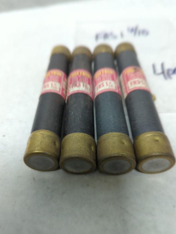 Used COOPER BUSSMANN,FRS-1-6/10,FUSETRON 1-6/10 AMP FUSE LOT OF 4 PRE-OWNED