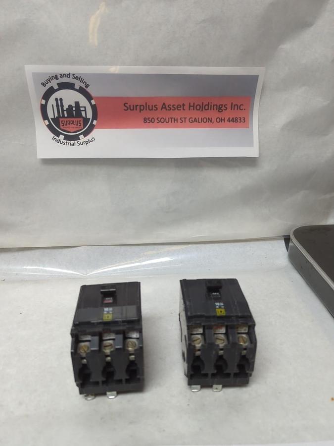 Used SQUARE D,QOB340,CIRCUIT BREAKER 40 AMP 3-POLE LOT OF 2 PRE-OWNED
