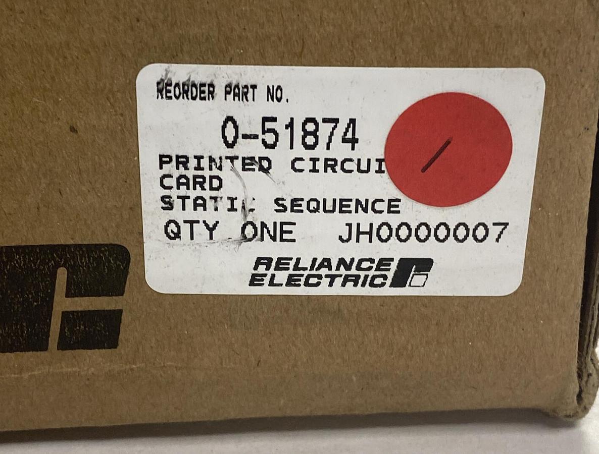 Used Reliance Electric,0-51874,Printed Circuit Card Static Sequence New