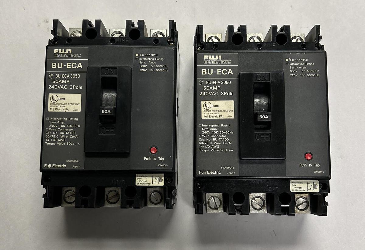 Used FUJI ELECTRIC,BU-ECA-3050,CIRCUIT BREAKER 50A 240V 3P LOT OF 2
