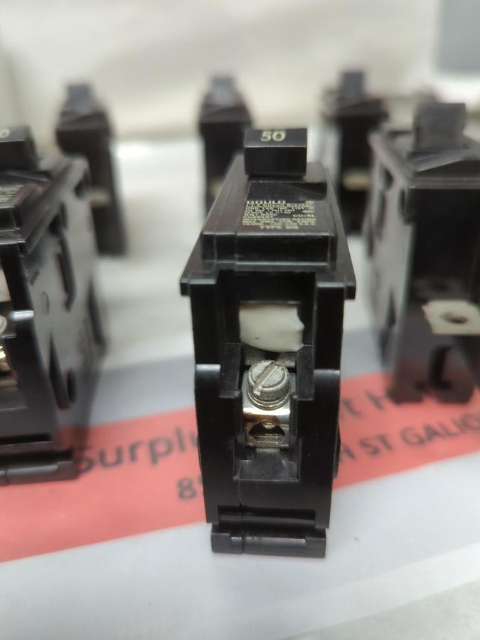 Used GOULD,BQ1B050,CIRUIT BREAKER 1-POLE 50 AMP LOT OF 6 PRE-OWNED