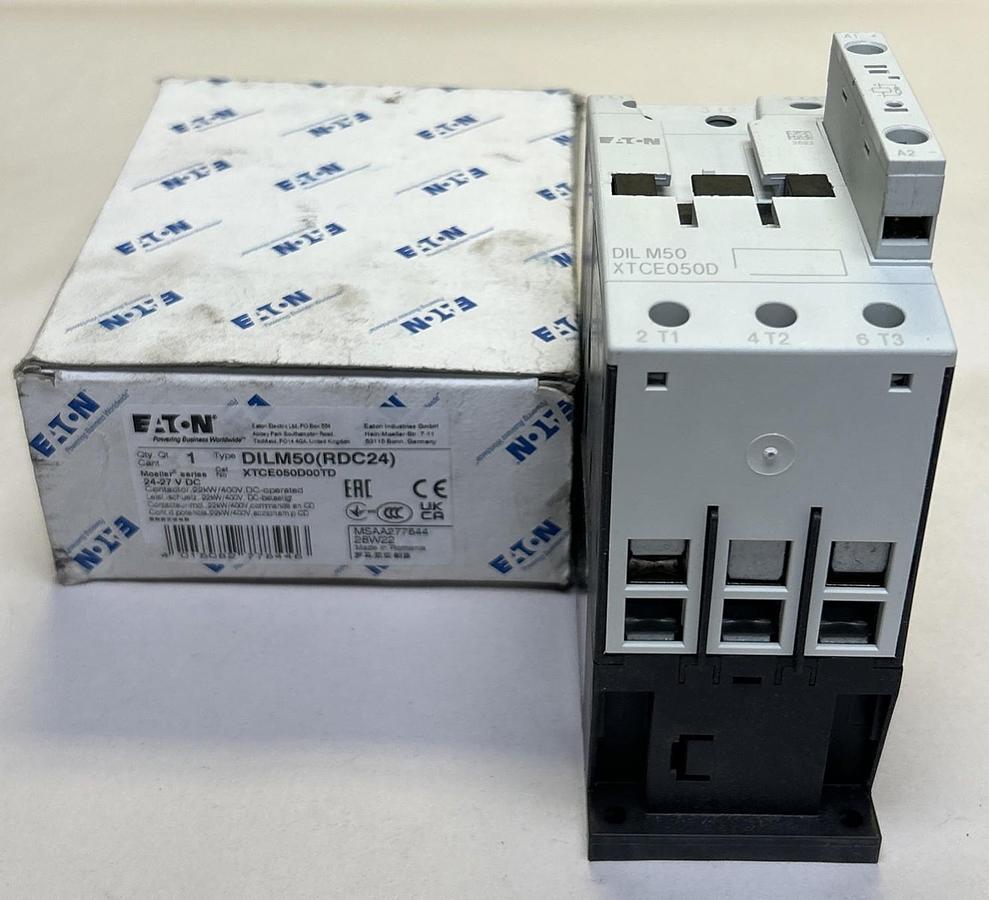 EATON,XTCE050D00TD,CONTACTOR 50A 3P 380/400V 22KW 24-27 VDC COIL NOS