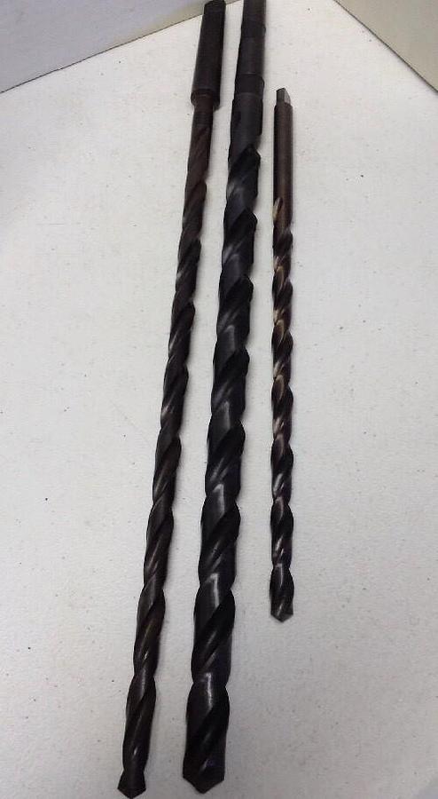 Michigan,#2MT,18 OAL AND 12 OAL Extra Long Drills LOT OF 3 Assorted