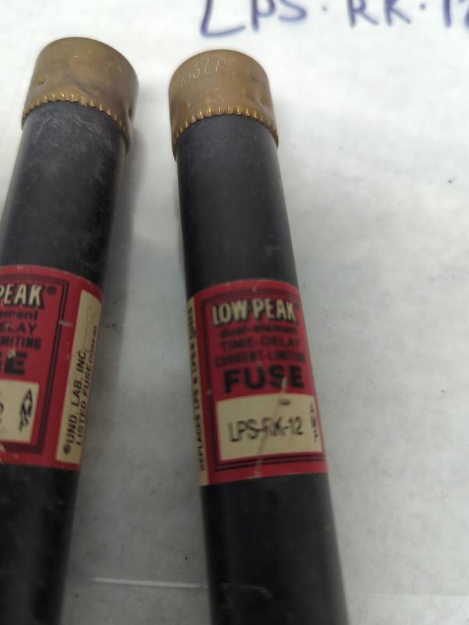 Used COOPER BUSSMANN,LPS-RK-12,LOW-PEAK 12 AMP FUSE LOT OF 2 PRE-OWNED